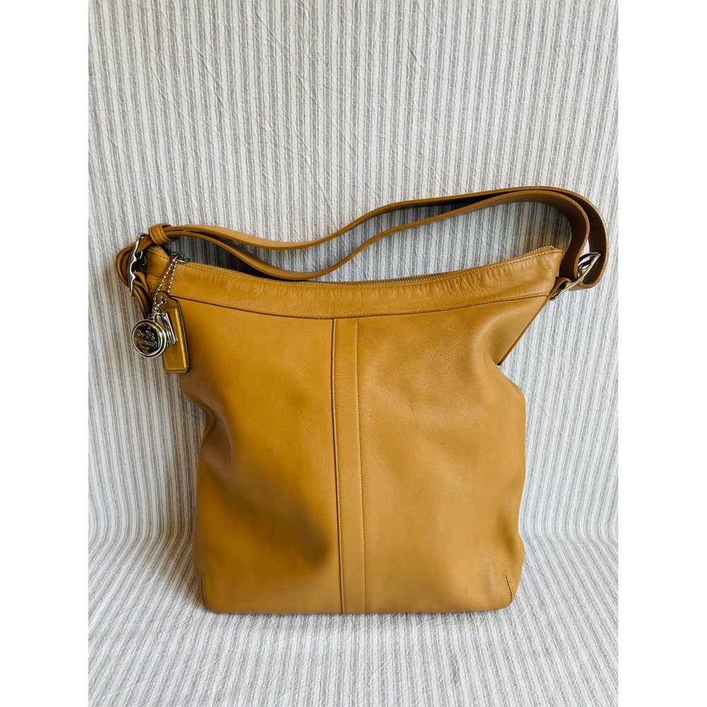 Vtg Authentic Coach Ergo Tan Beige Large Leather Hobo Tote Shoulder Bag 9177 GUC